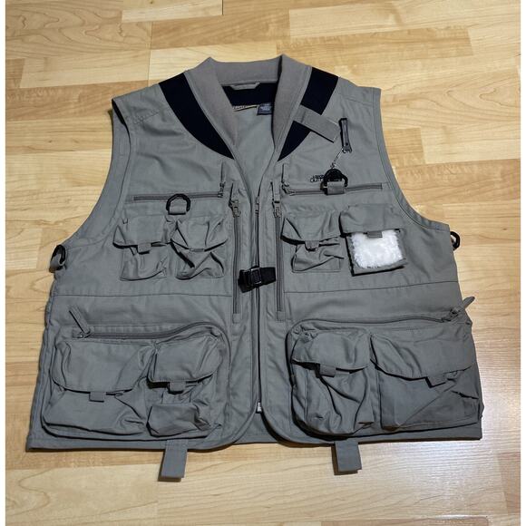 Lodge Outfitters Vest Mens S/M Tan Fishing Pockets Adjustable Game Fowl Back - Picture 1 of 5